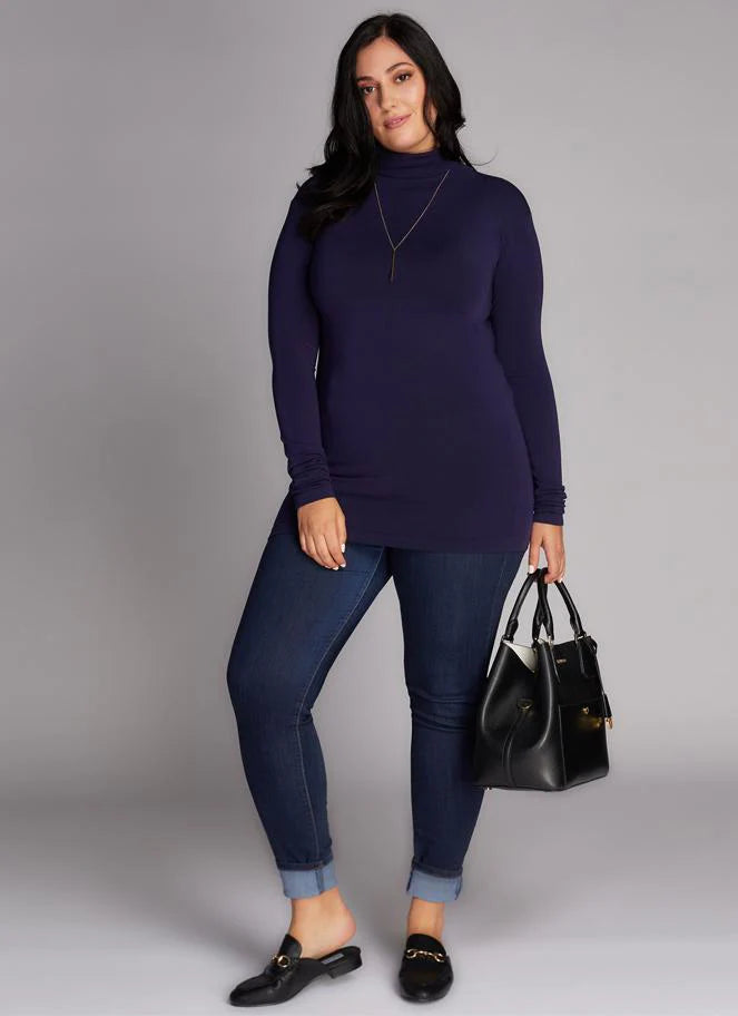 Bamboo Turtleneck Top Plus - Navy | C'est Moi