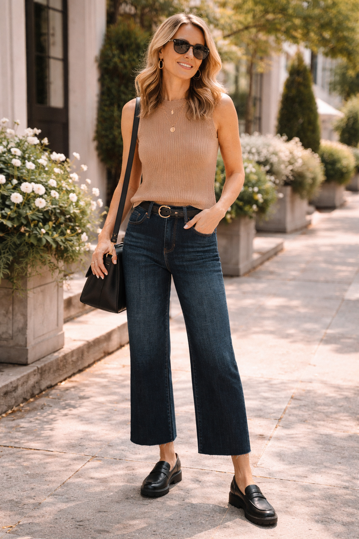 Pantalon large taille haute Stride avec ourlet coupé - Eastmoor | Liverpool - Soldes