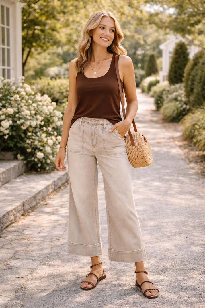 Pantalon large taille haute Stride avec ourlet coupé - Eastmoor | Liverpool - Soldes