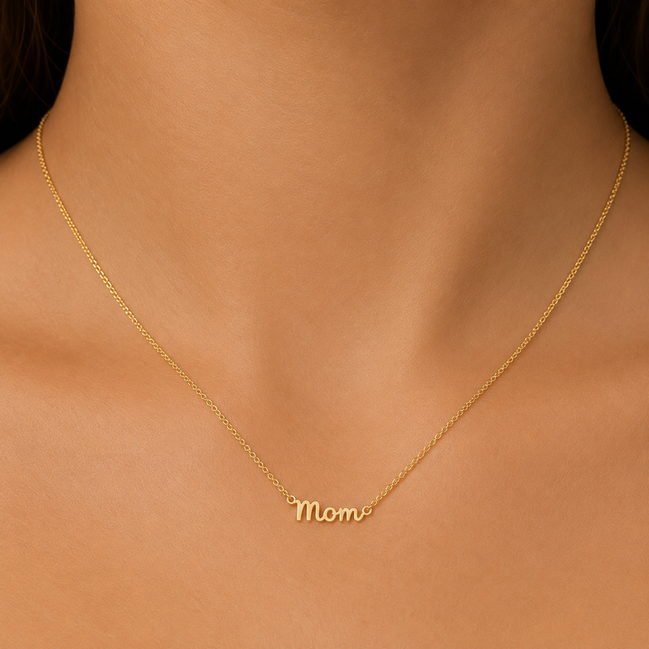 MOM Script Necklace in Gold | Pilgrim