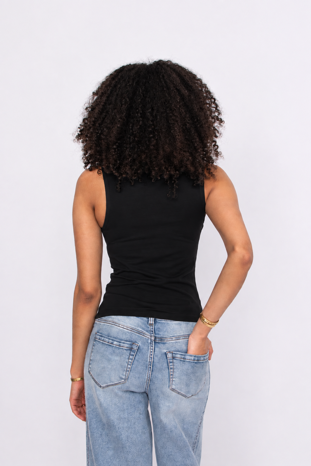 Ruri Cotton Core Sleeveless Draped Top – Black | RD Style