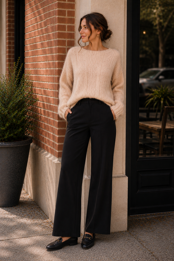 Kelsey Wide Leg Black Trouser | Liverpool