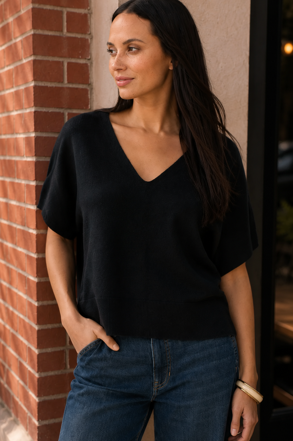 Black Dolman Knit Sweater | Liverpool Jeans