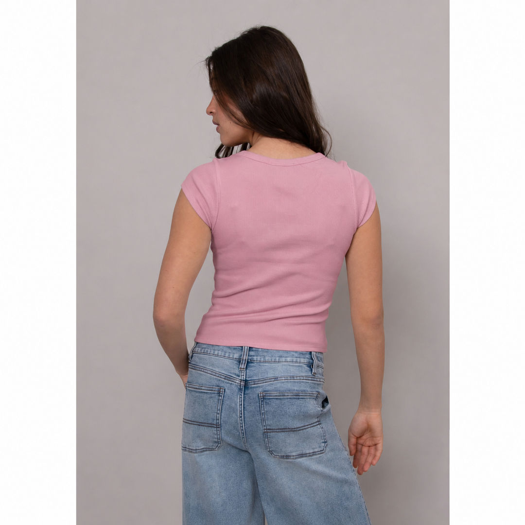 Kendra Scoop Neck Top - Petal Pink | RD Style
