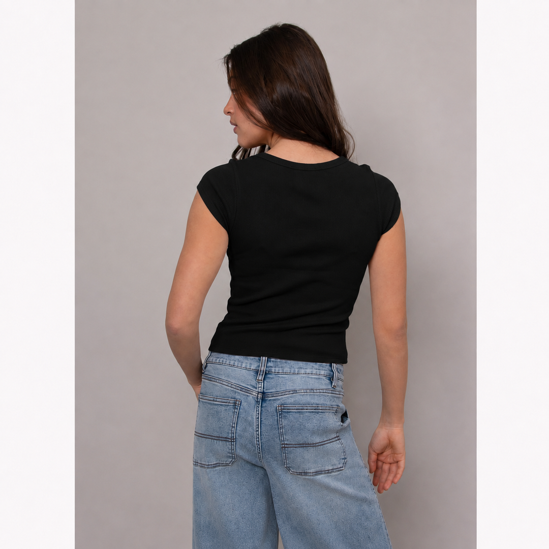 Kendra Scoop Neck Top - Black | RD Style