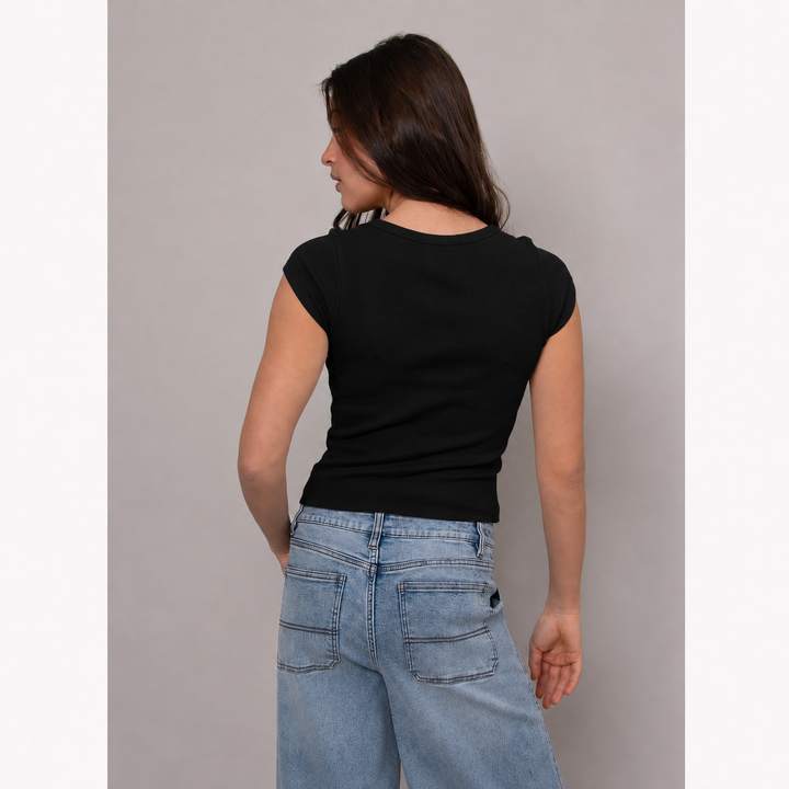 Kendra Scoop Neck Top - Black | RD Style