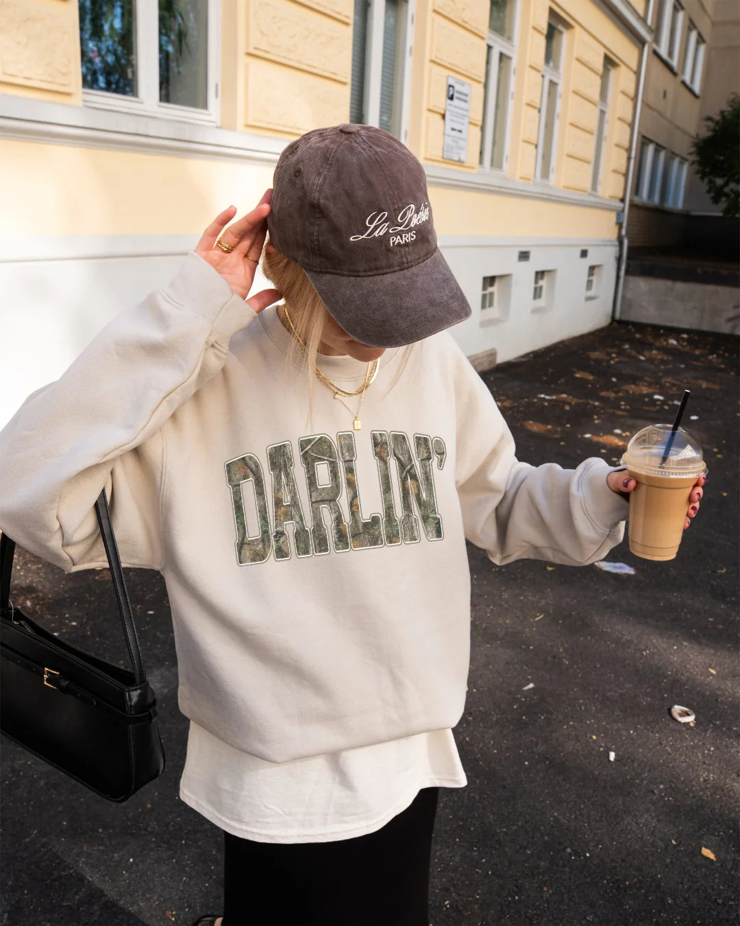 DARLIN' Camo Graphic Classic Crew Sweatshirt | Blonde Ambition Apparel