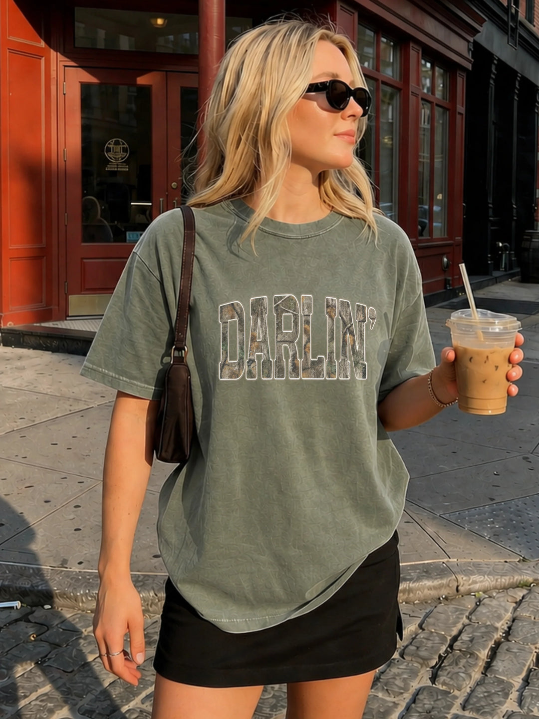 DARLIN' Camo Graphic Tee | Blonde Ambition Apparel