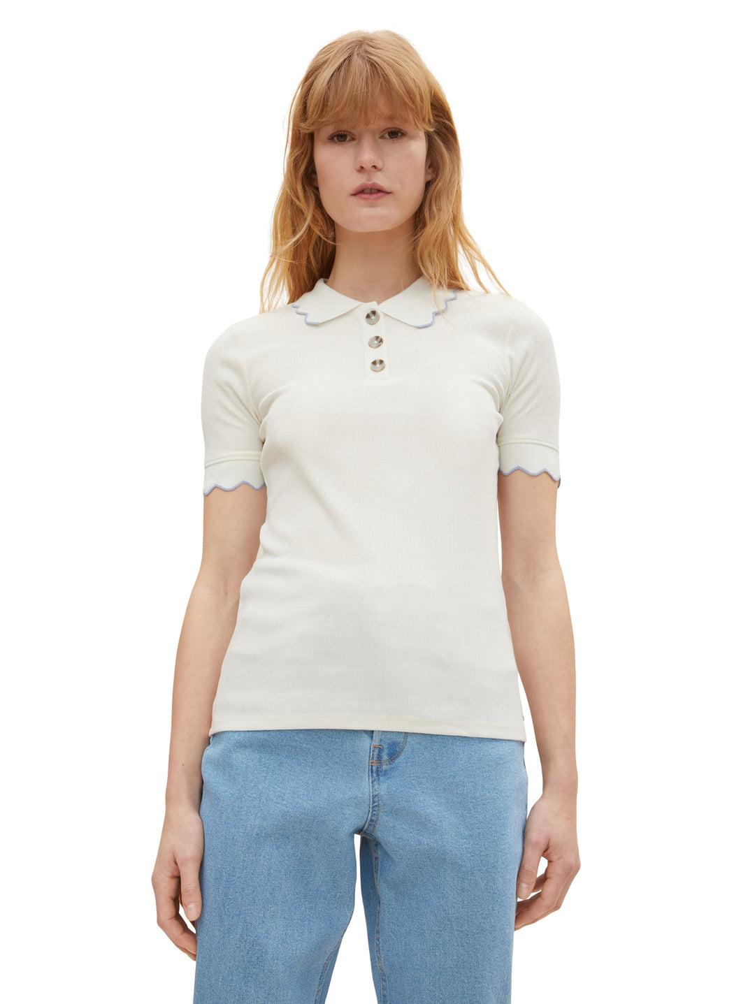 Polo Shirt with Ruffles | Denim Tom Tailor