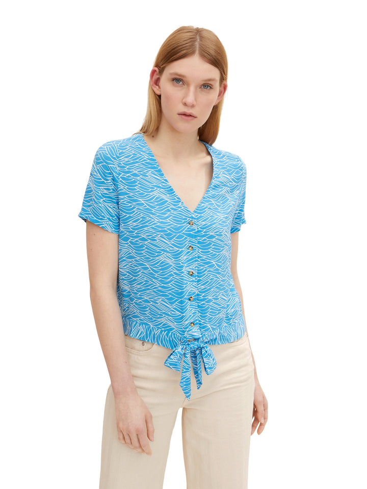 Wave Blouse with Tie | Denim Tom Tailor