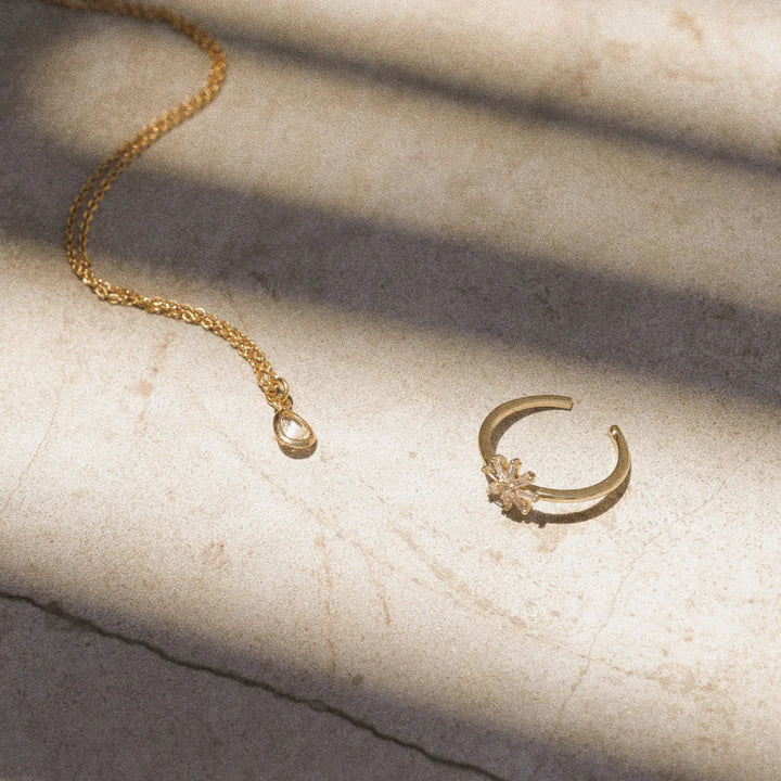 Gold and Crystal Drop Necklace | Lost & Faune