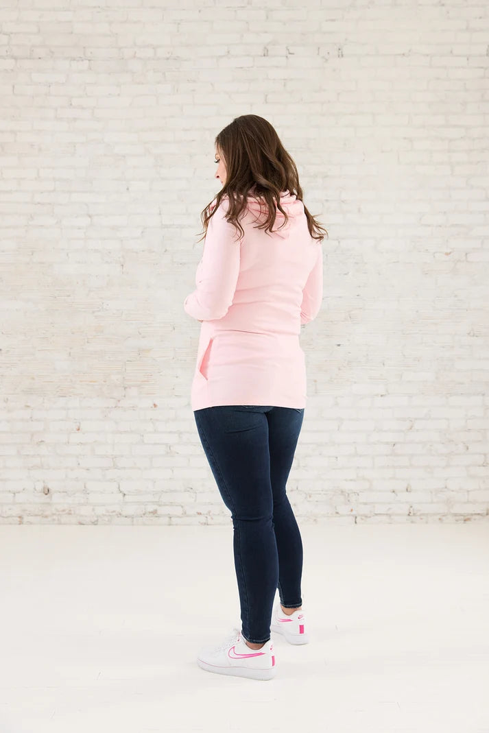 1/4 Zip Pastel Pink Hoodie Sweater | Pink Cement