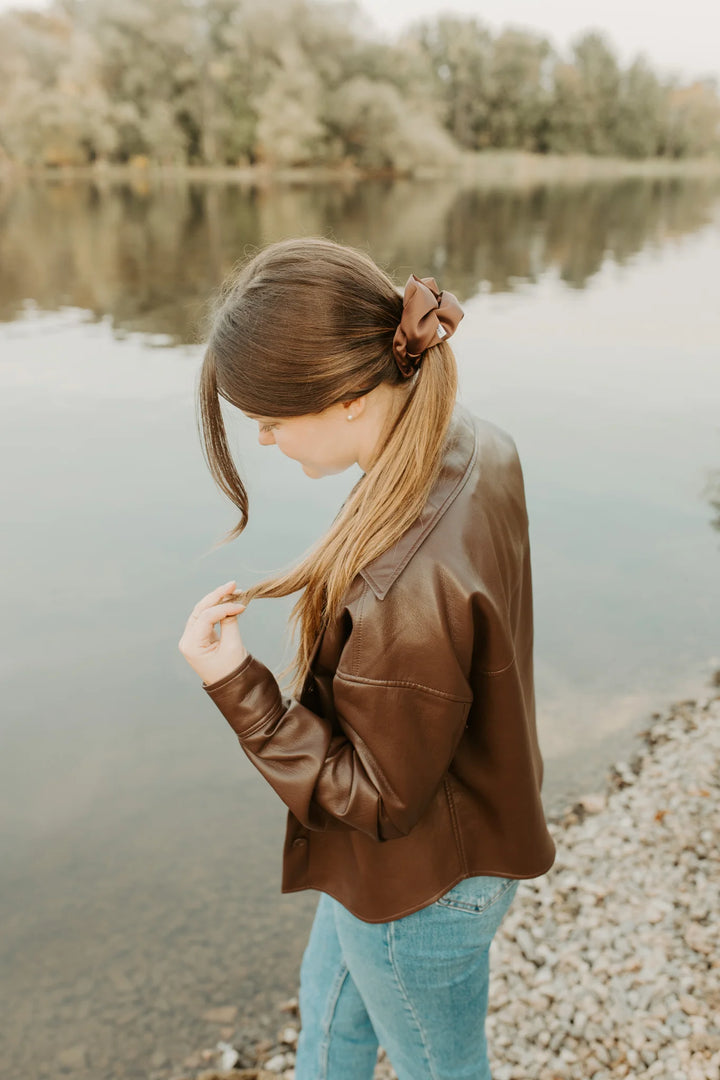 Cocoa Satin Scrunchie | Barbays