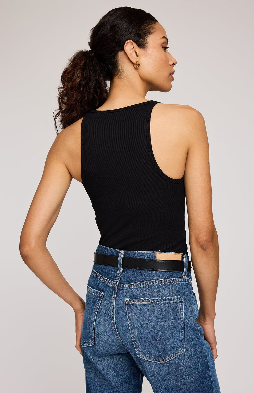 Ronan Ribbed Tank - Black | Gentle Fawn