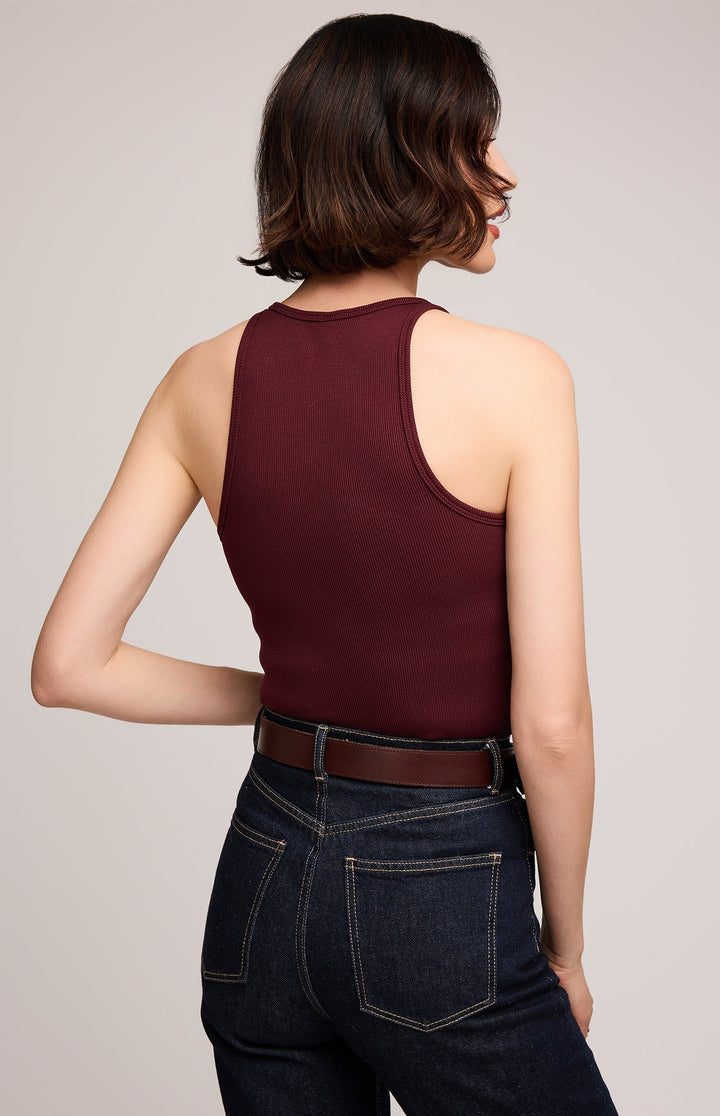 Ronan Ribbed Tank - Merlot | Gentle Fawn