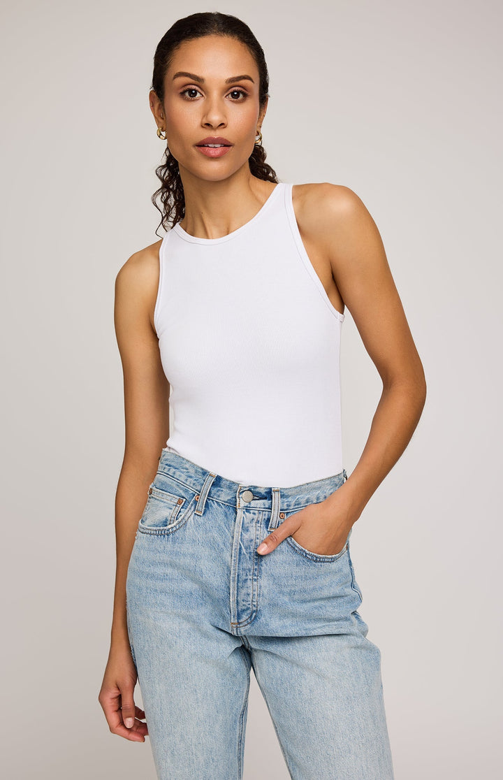 Ronan Ribbed Tank - White | Gentle Fawn