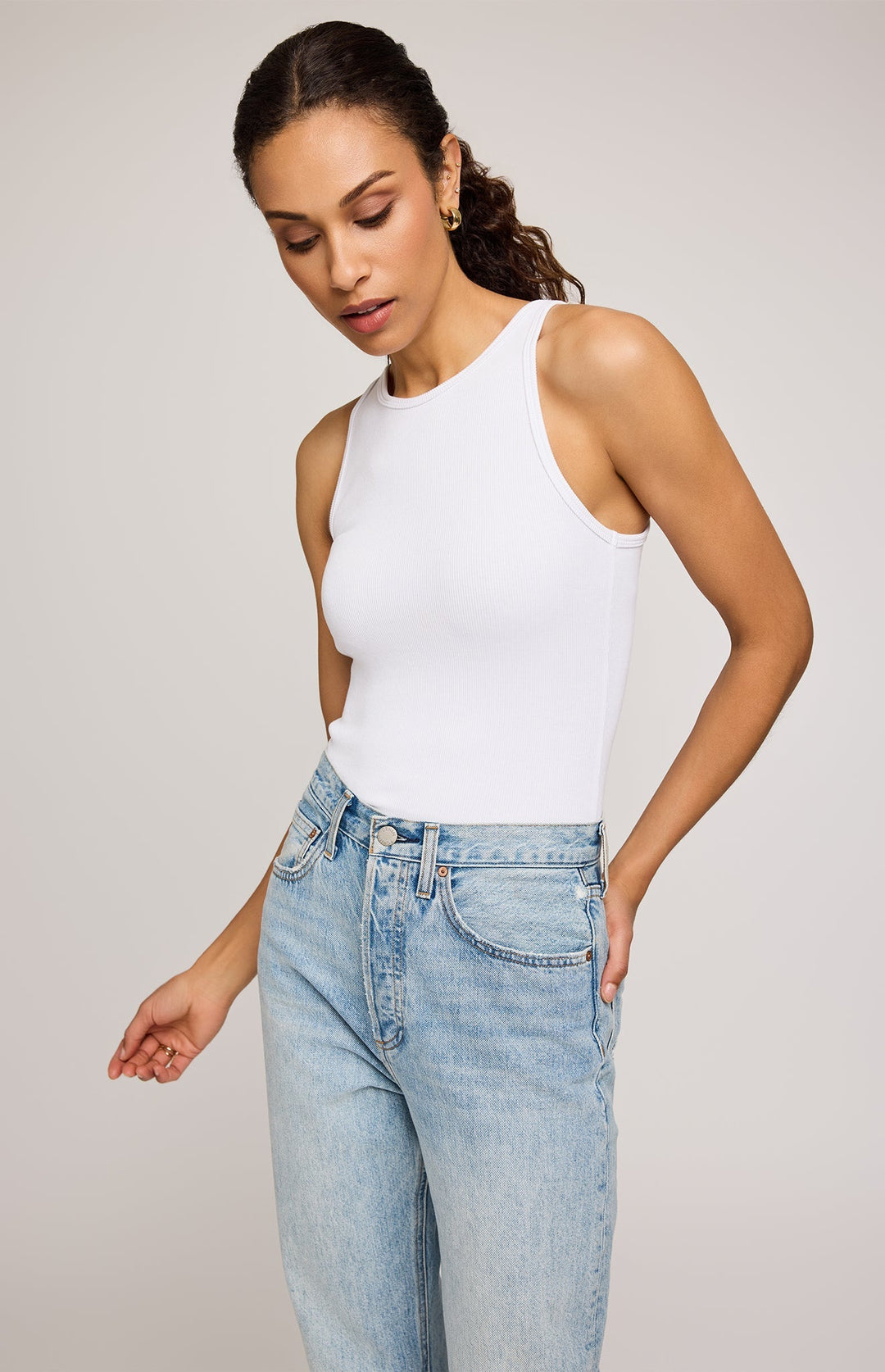 Ronan Ribbed Tank - White | Gentle Fawn