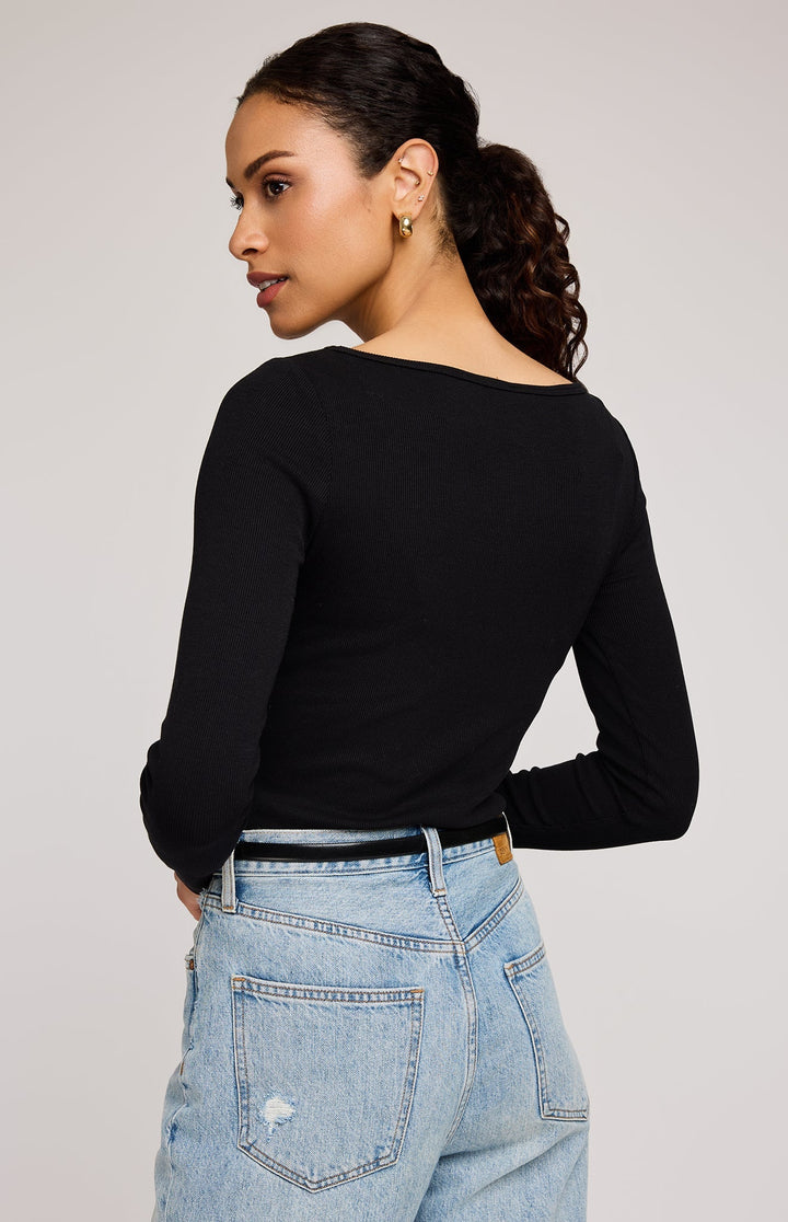 Ingrid Long Sleeve Top - Black | Gentle Fawn