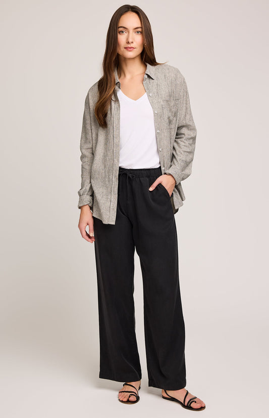 Arabella Button Down Shirt - Black Stripe | Gentle Fawn