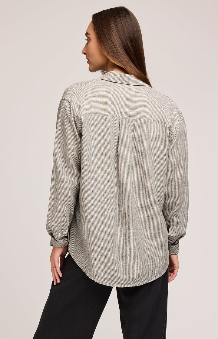 Arabella Button Down Shirt - Black Stripe | Gentle Fawn