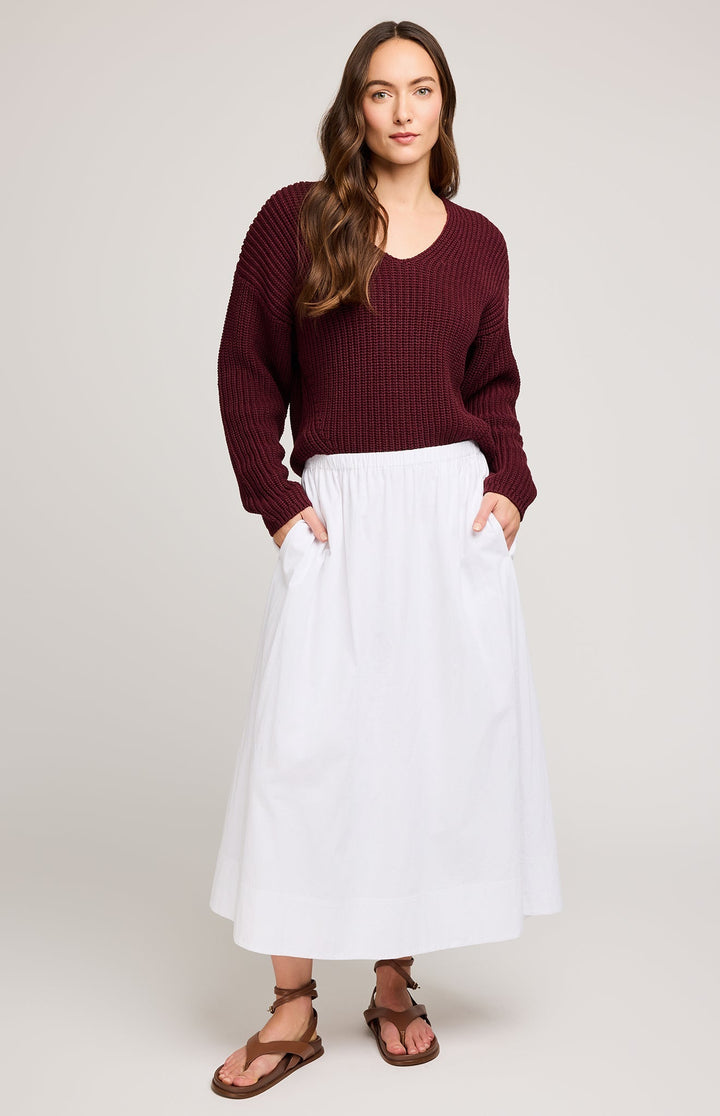 Spencer V-Neck Knit Sweater - Merlot | Gentle Fawn