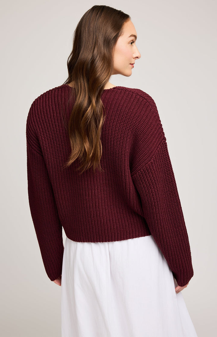 Spencer V-Neck Knit Sweater - Merlot | Gentle Fawn