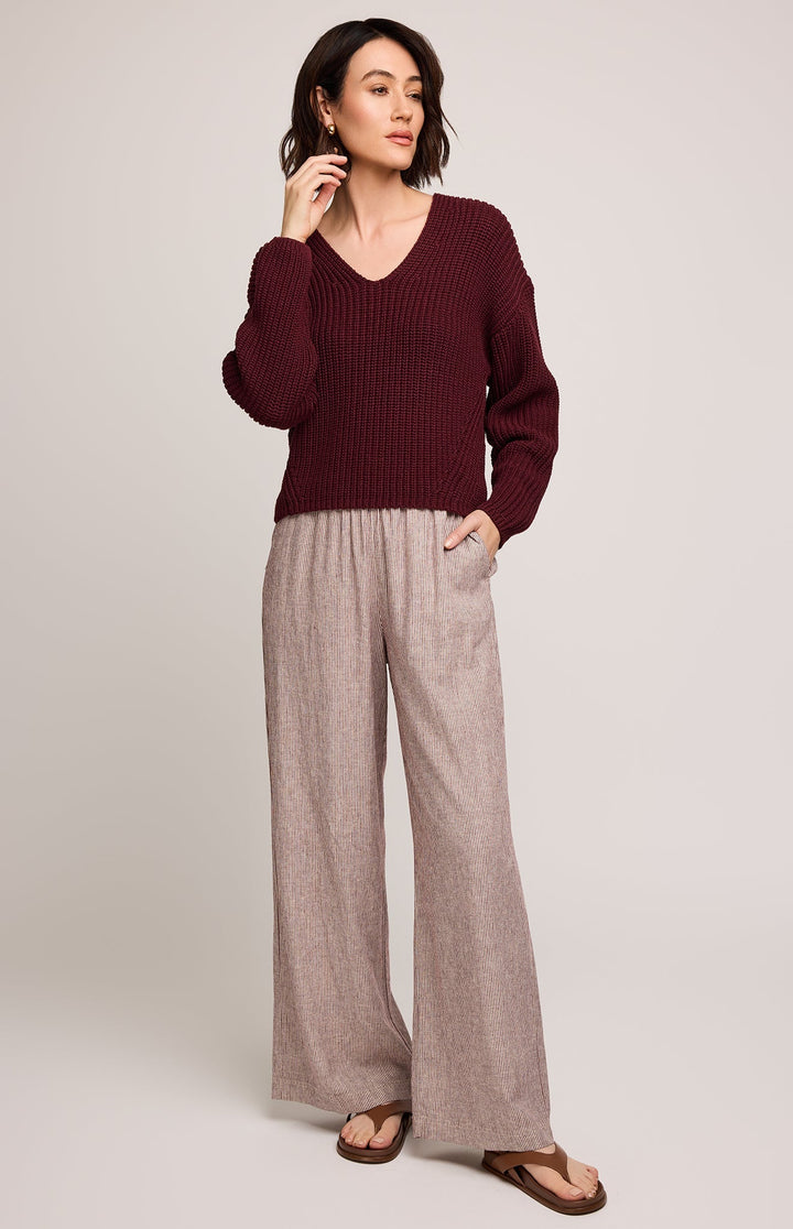 Ellie Pant - Merlot Stripe | Gentle Fawn