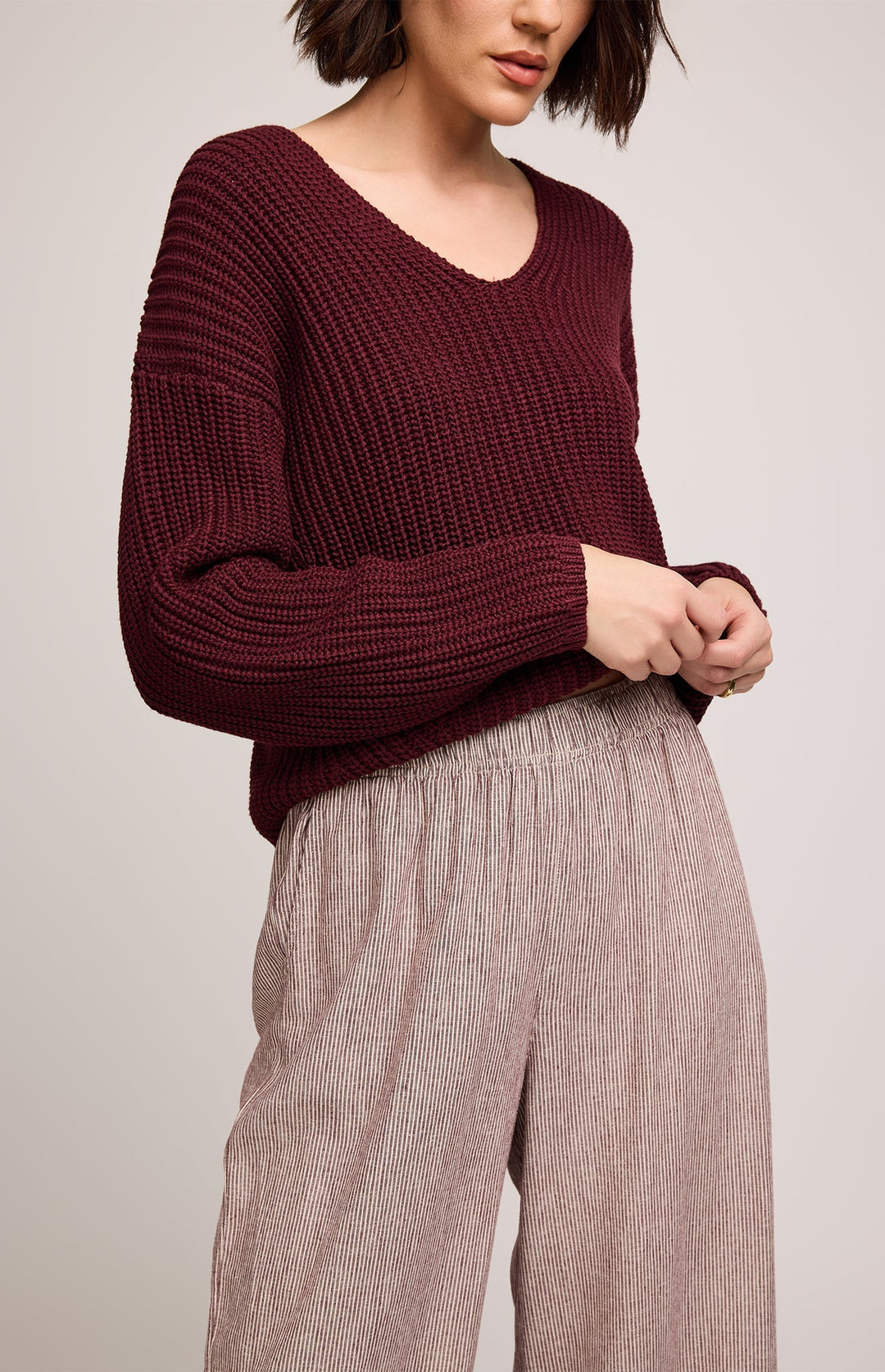 Ellie Pant - Merlot Stripe | Gentle Fawn