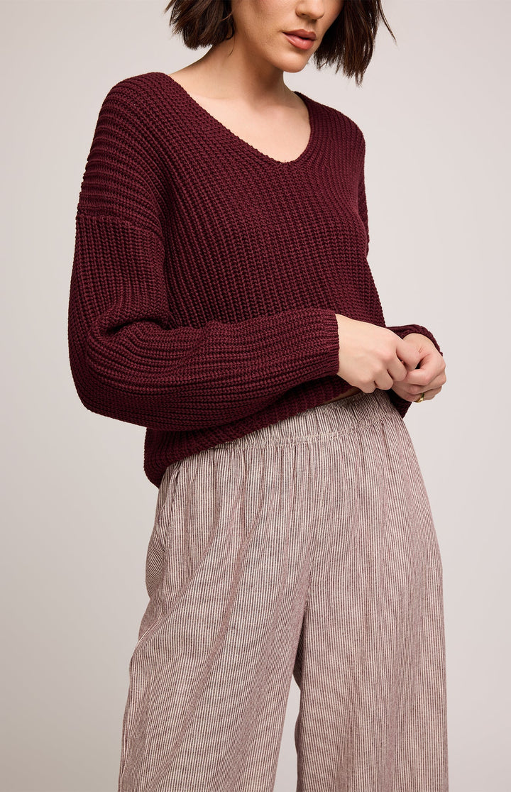 Ellie Pant - Merlot Stripe | Gentle Fawn