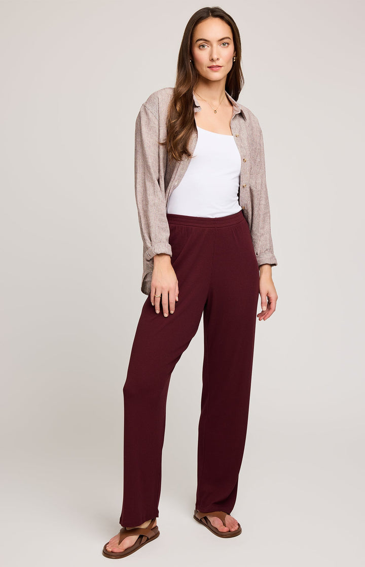 Greer Ribbed Pant - Merlot | Gentle Fawn