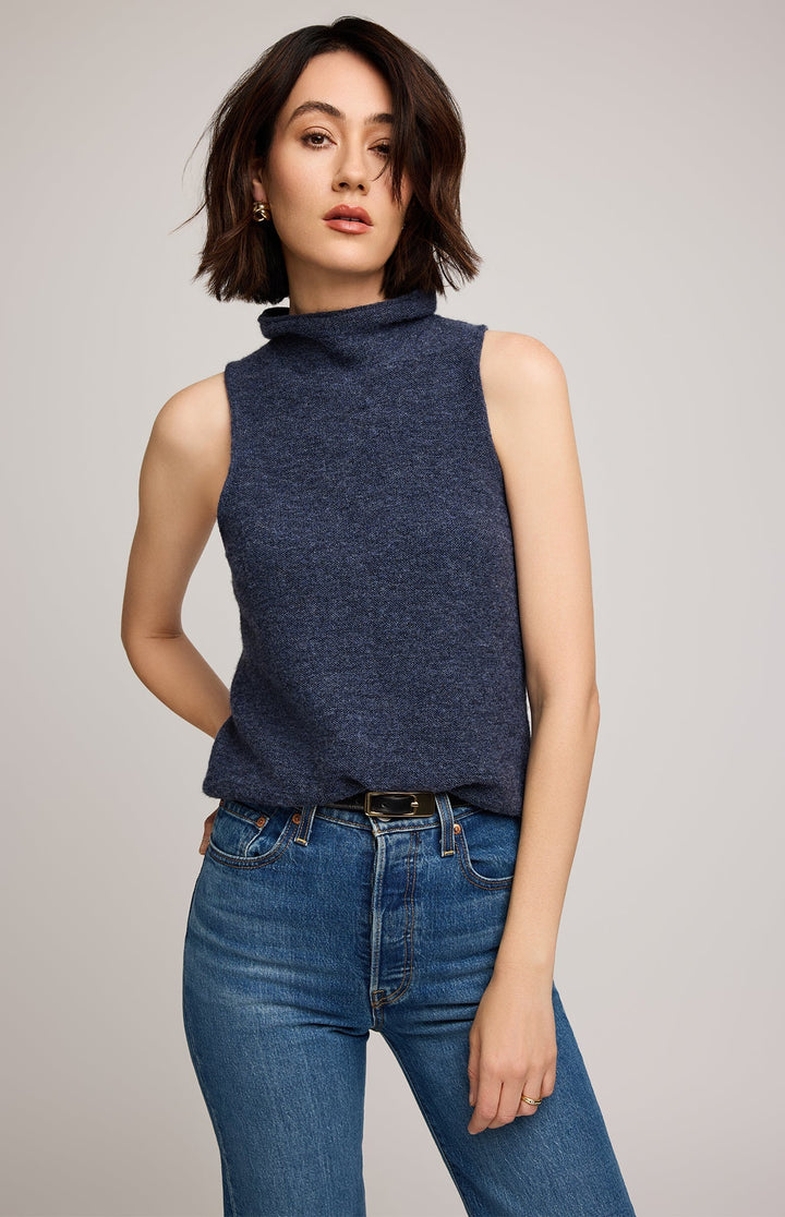 Orla Light Knit Sleeveless Top - Heather Blue | Gentle Fawn