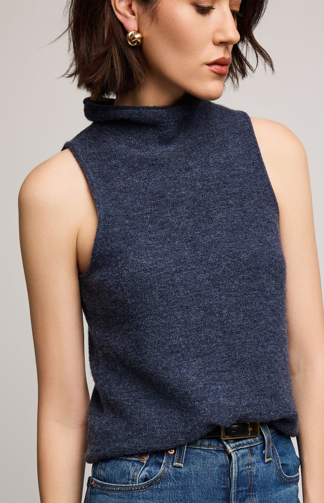 Orla Light Knit Sleeveless Top - Heather Blue | Gentle Fawn