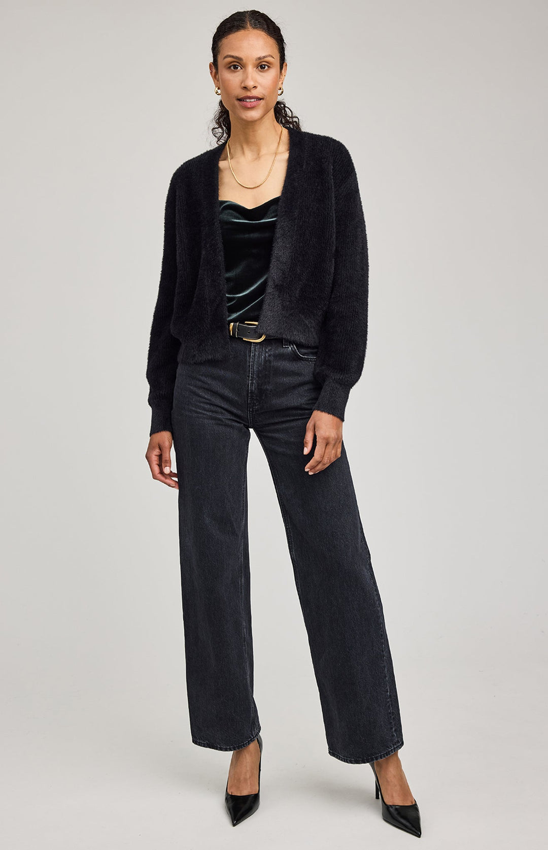 Theodora Cardigan Sweater - Black | Gentle Fawn