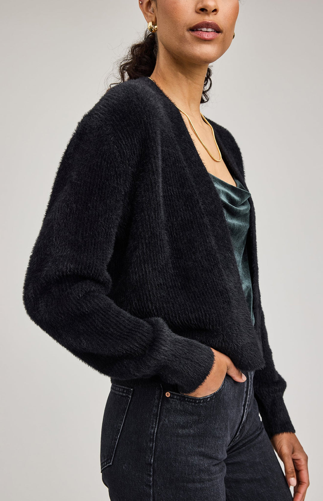 Theodora Cardigan Sweater - Black | Gentle Fawn