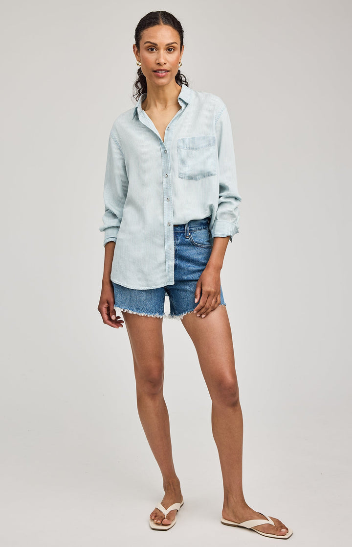 Ozzy Button Down Shirt in Blue Stripe | Gentle Fawn