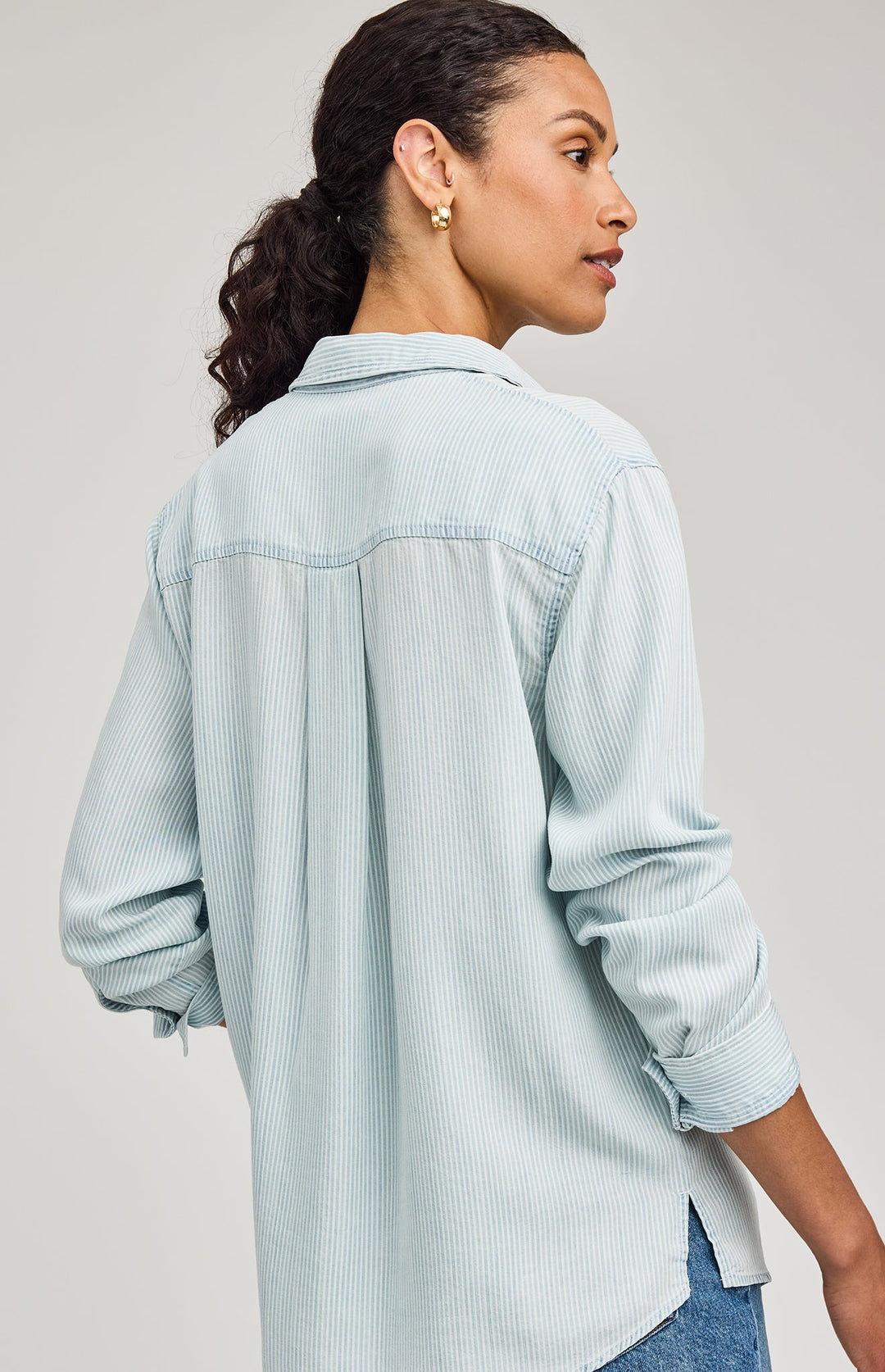 Ozzy Button Down Shirt in Blue Stripe | Gentle Fawn