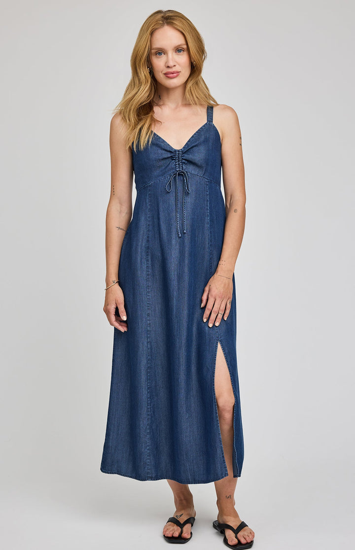 Renata Midi Dress in Dark Blue | Gentle Fawn