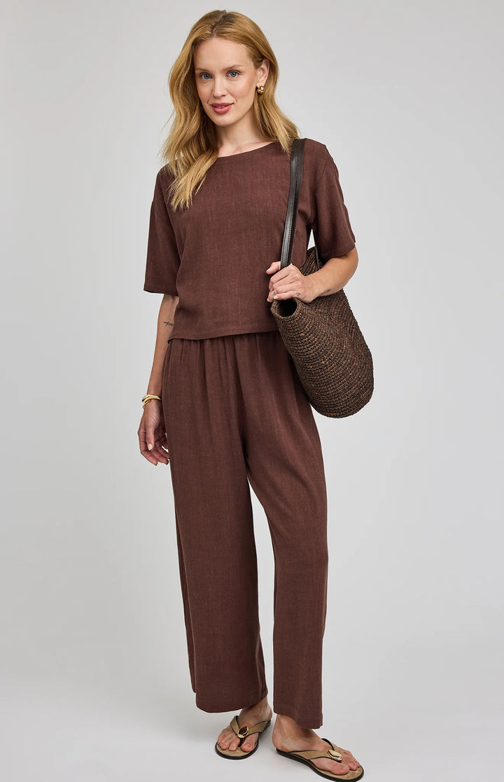 Arlo Espresso Linen Pant | Gentle Fawn