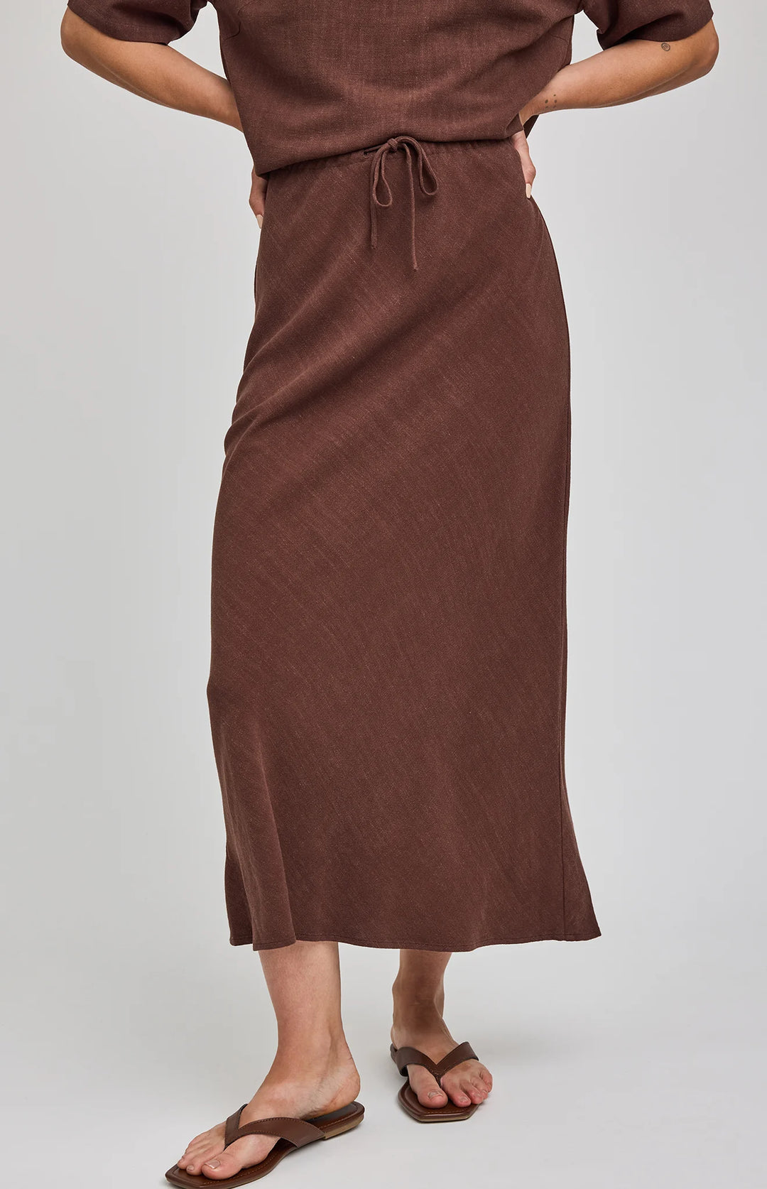 Cassia Espresso Linen Skirt | Gentle Fawn