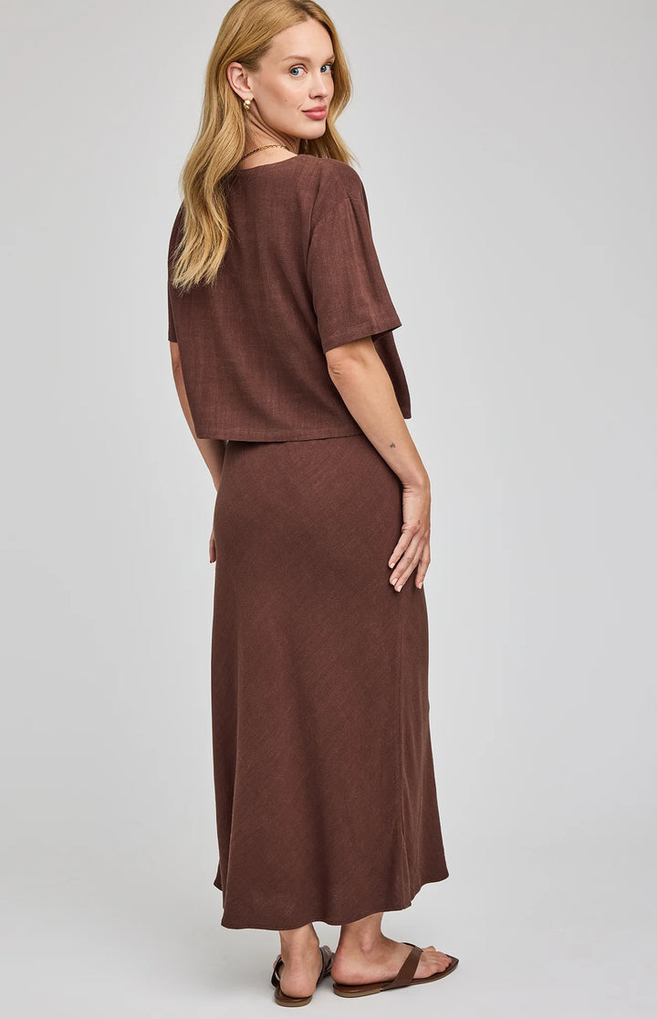 Cassia Espresso Linen Skirt | Gentle Fawn