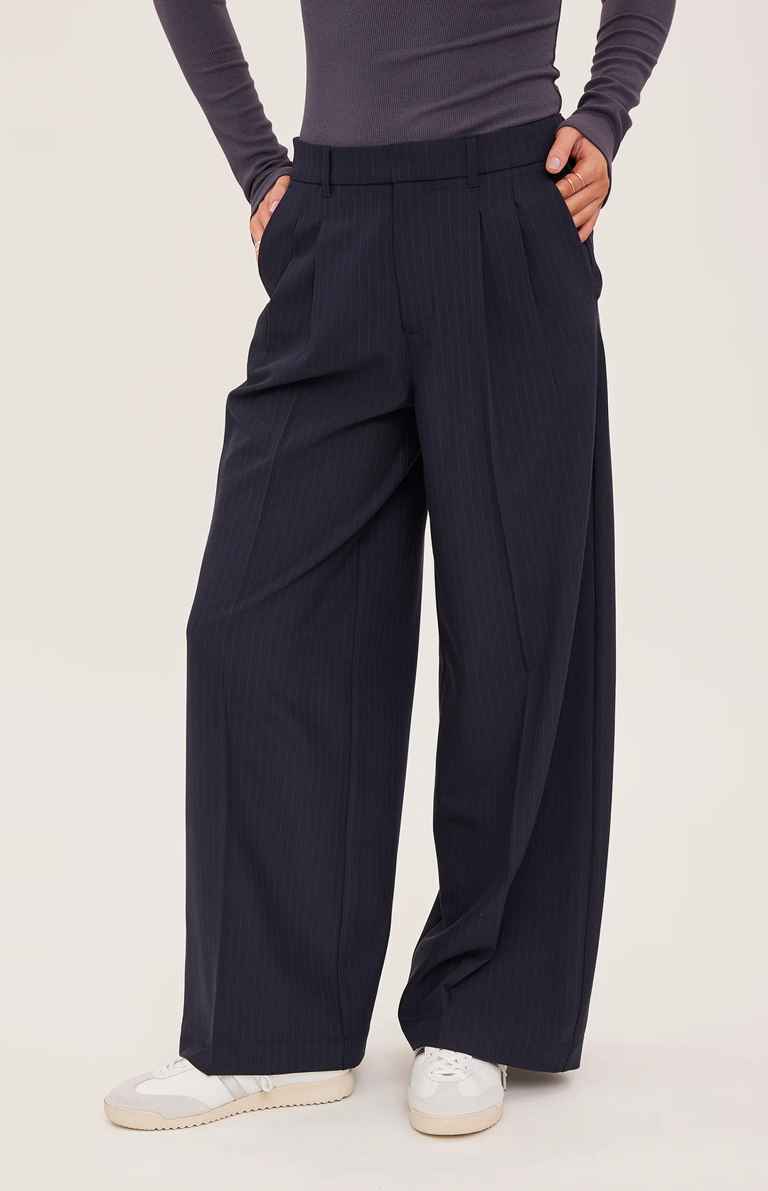 Collins Navy Pinstripe Pants | Gentle Fawn