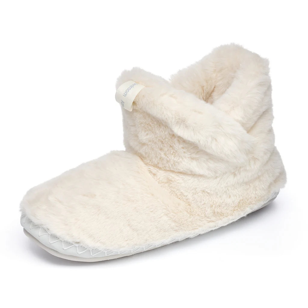 Harriet Faux Fur Slipper Boot - Cream | Bedroom Athletics