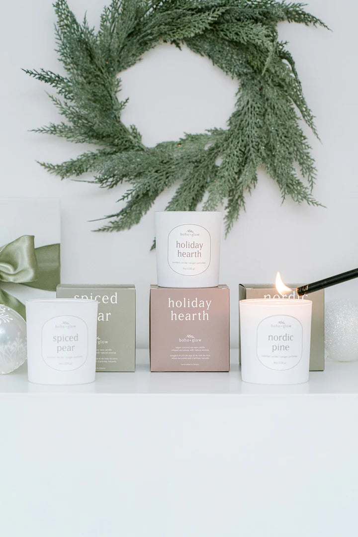 Holiday Hearth Candle | Boho + Glow