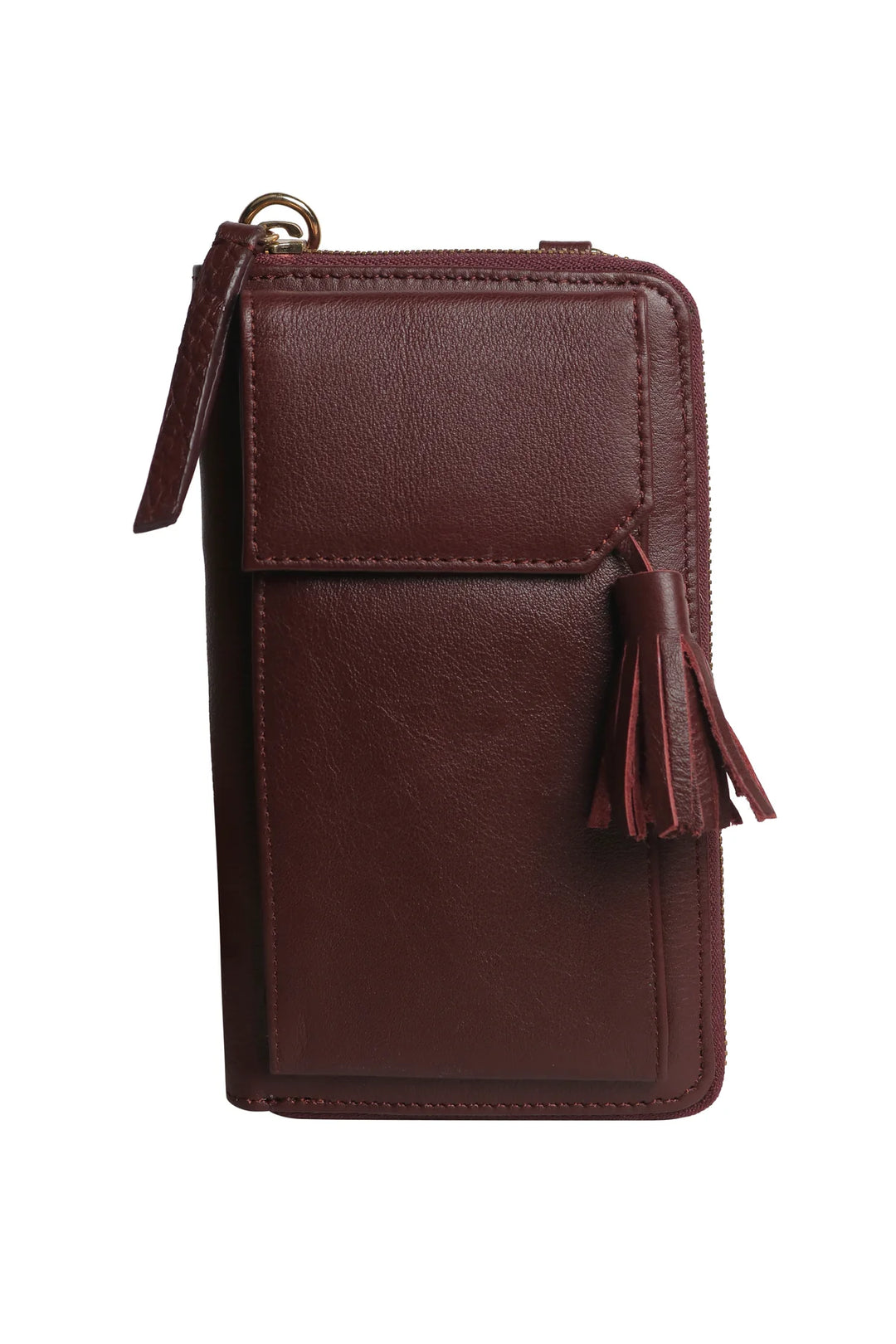 Three Fold Wallet Crossbody - Maroon | Risa Vancouver