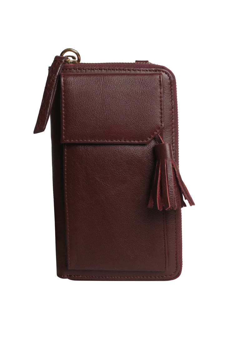 Three Fold Wallet Crossbody - Maroon | Risa Vancouver