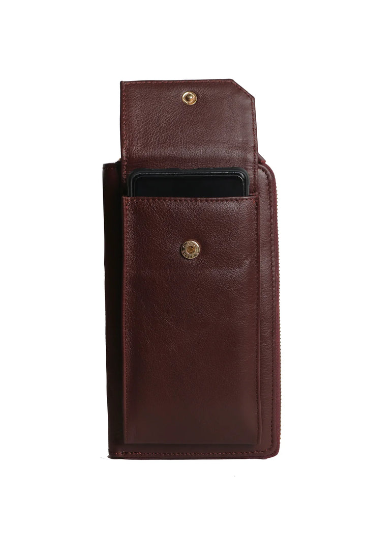 Three Fold Wallet Crossbody - Maroon | Risa Vancouver