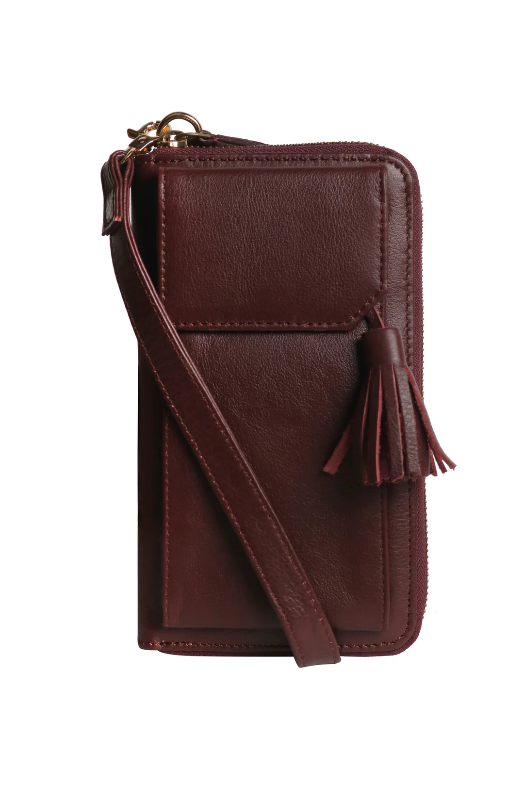 Three Fold Wallet Crossbody - Maroon | Risa Vancouver