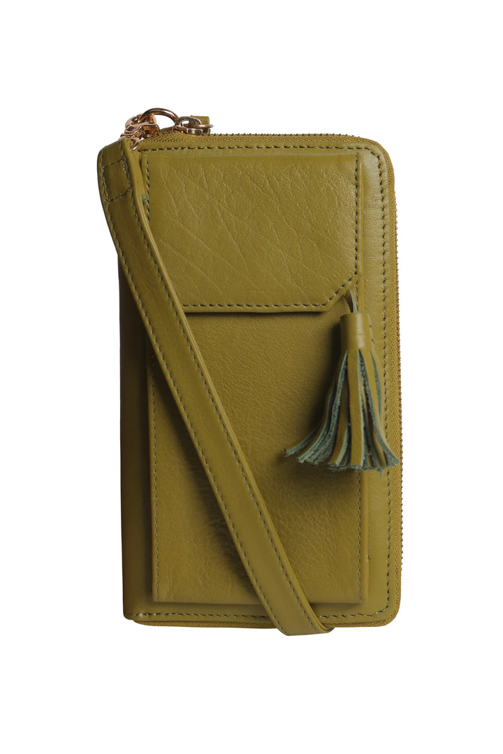 Three Fold Wallet Crossbody - Olive | Risa Vancouver