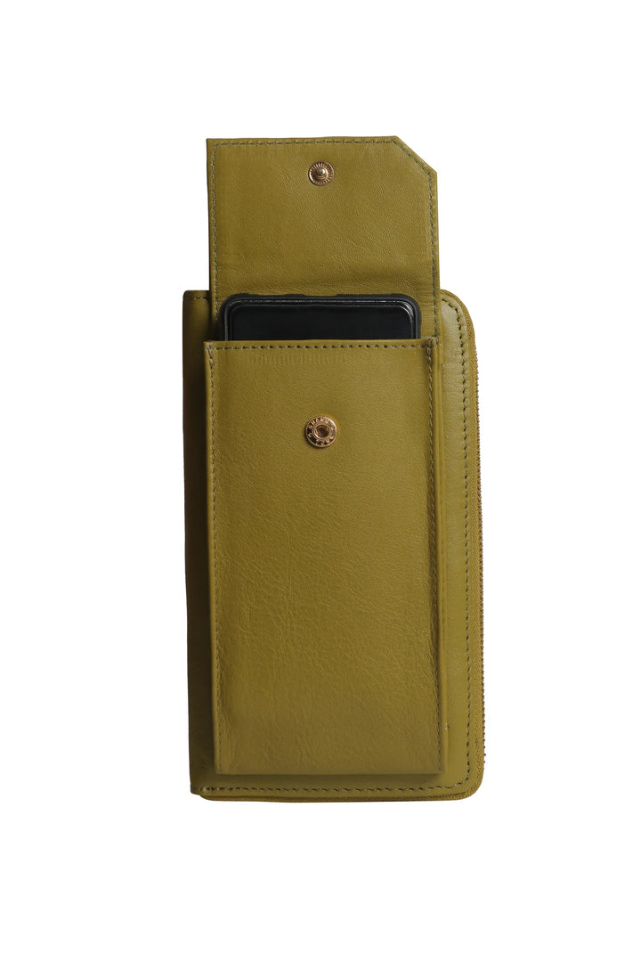 Three Fold Wallet Crossbody - Olive | Risa Vancouver