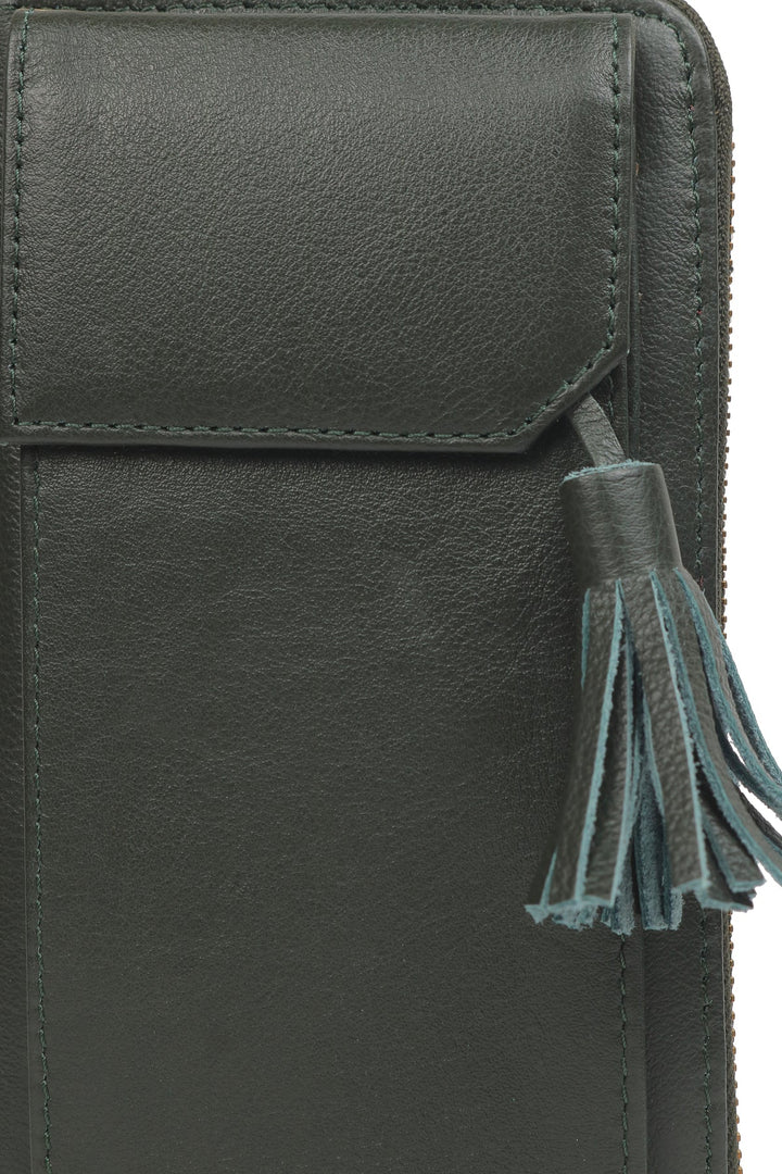 Three Fold Wallet Crossbody - Hunter Green | Risa Vancouver